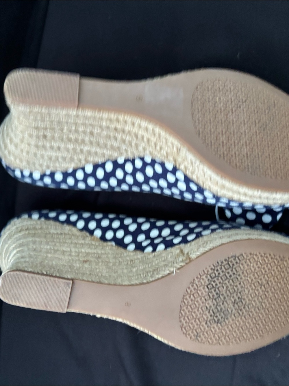 Tory Burch Navy and White Polka Dot Bow Peep-Toe Heels - Picture 12 of 13